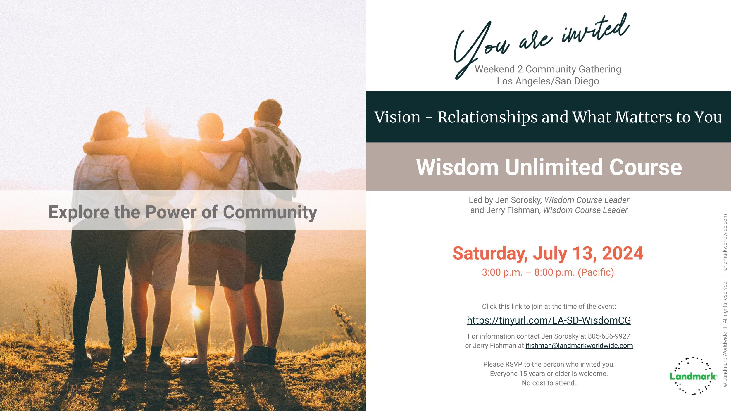 Landmark Wisdom Community Gatherings, Landmark Wisdom Community Events Landmark Wisdom Community Gatherings, Landmark Wisdom Community Events